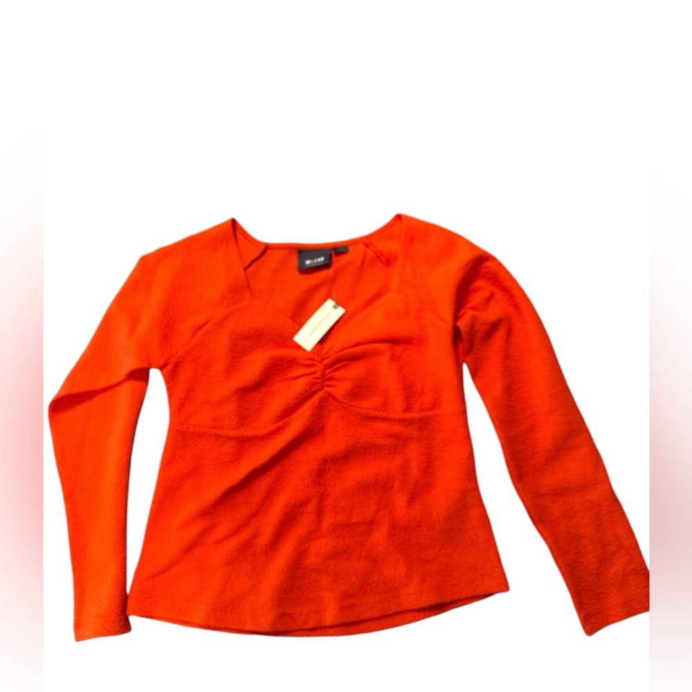 Anthropologie Maeve Women's Size Large Orange Long Sleeve Sweetheart Top NWT